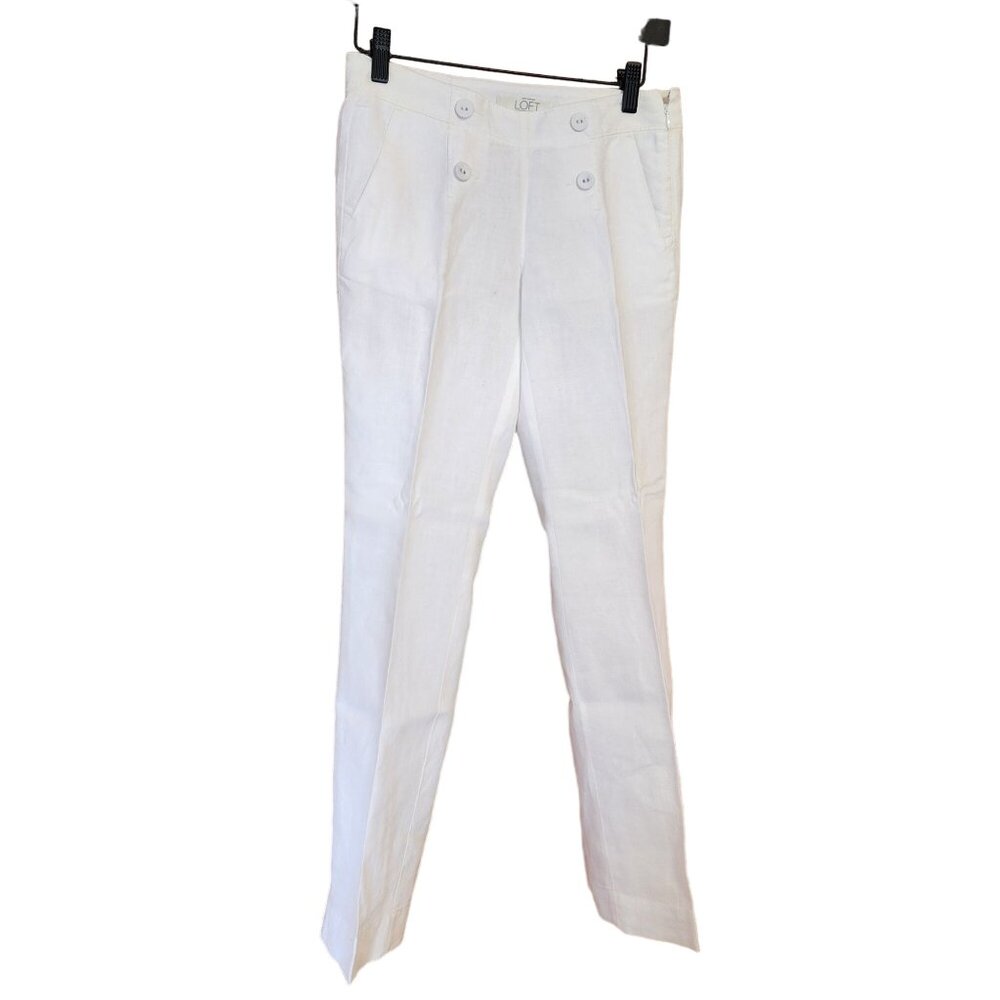 Loft White Linen Dress Pants womens size 00P